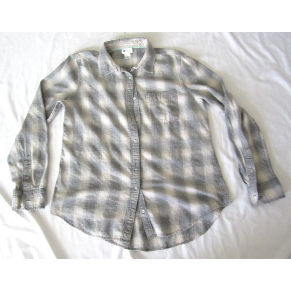 Women Stylus Cotton Button Plaid Long Sleeve Shirt Sz M (WB415)